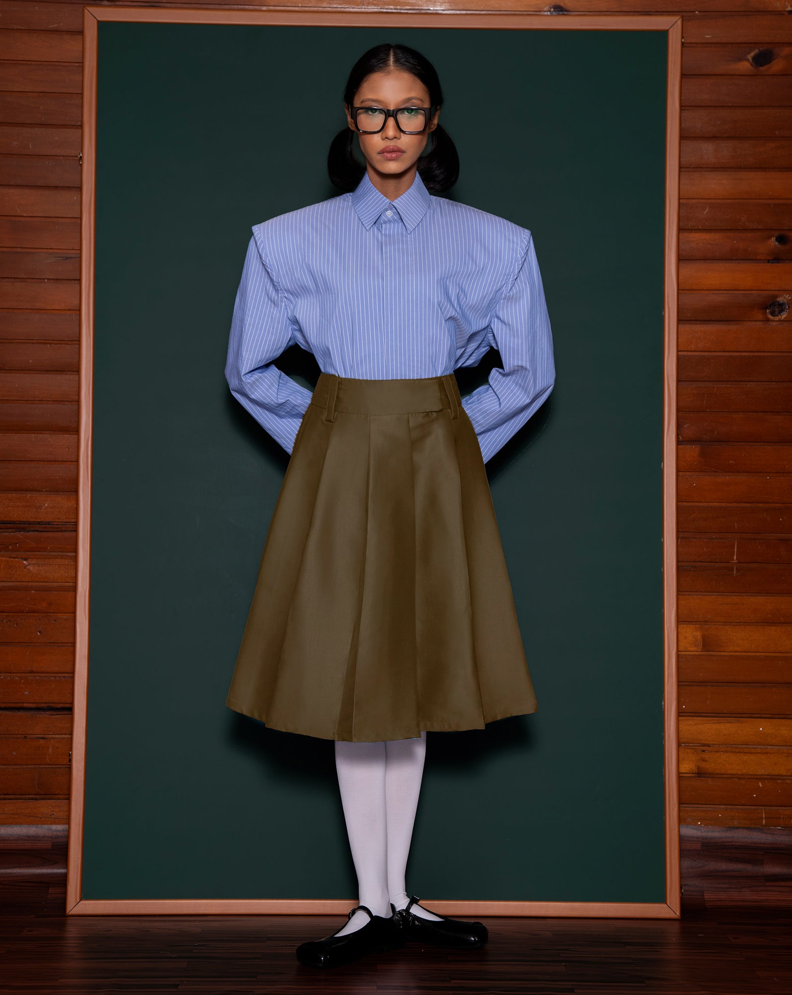 Midi Skirt Sekolah (Army)