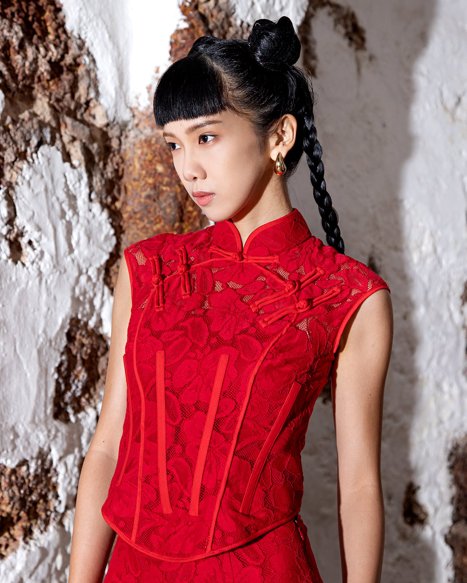 chinese corset dress Flowing Scales-Moon, Chic New Chinese Style Boned Underbusts Corset Top with Irregular Skirt Pieces*2colors