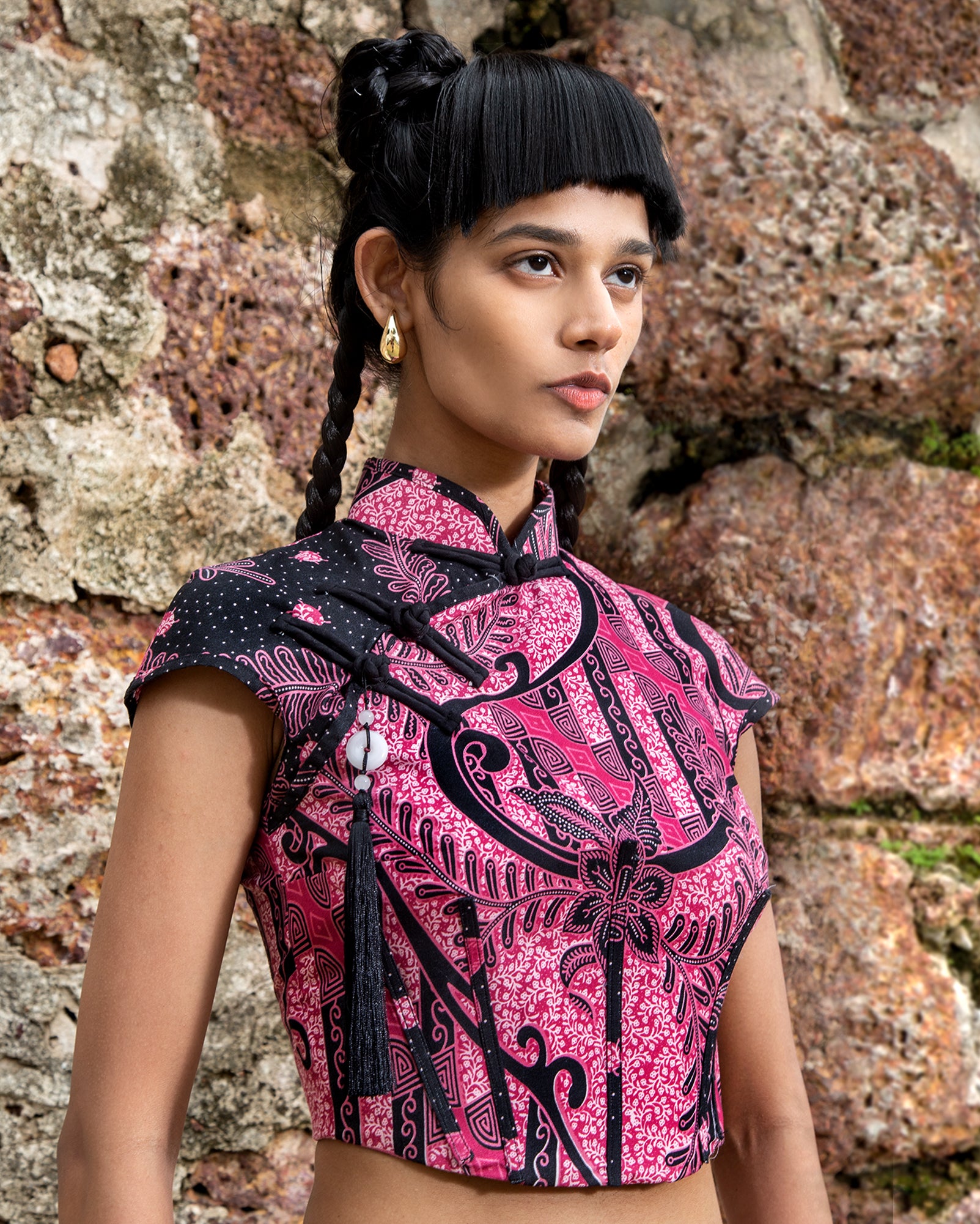 Cheongsam Riau (Black Pink Batik)