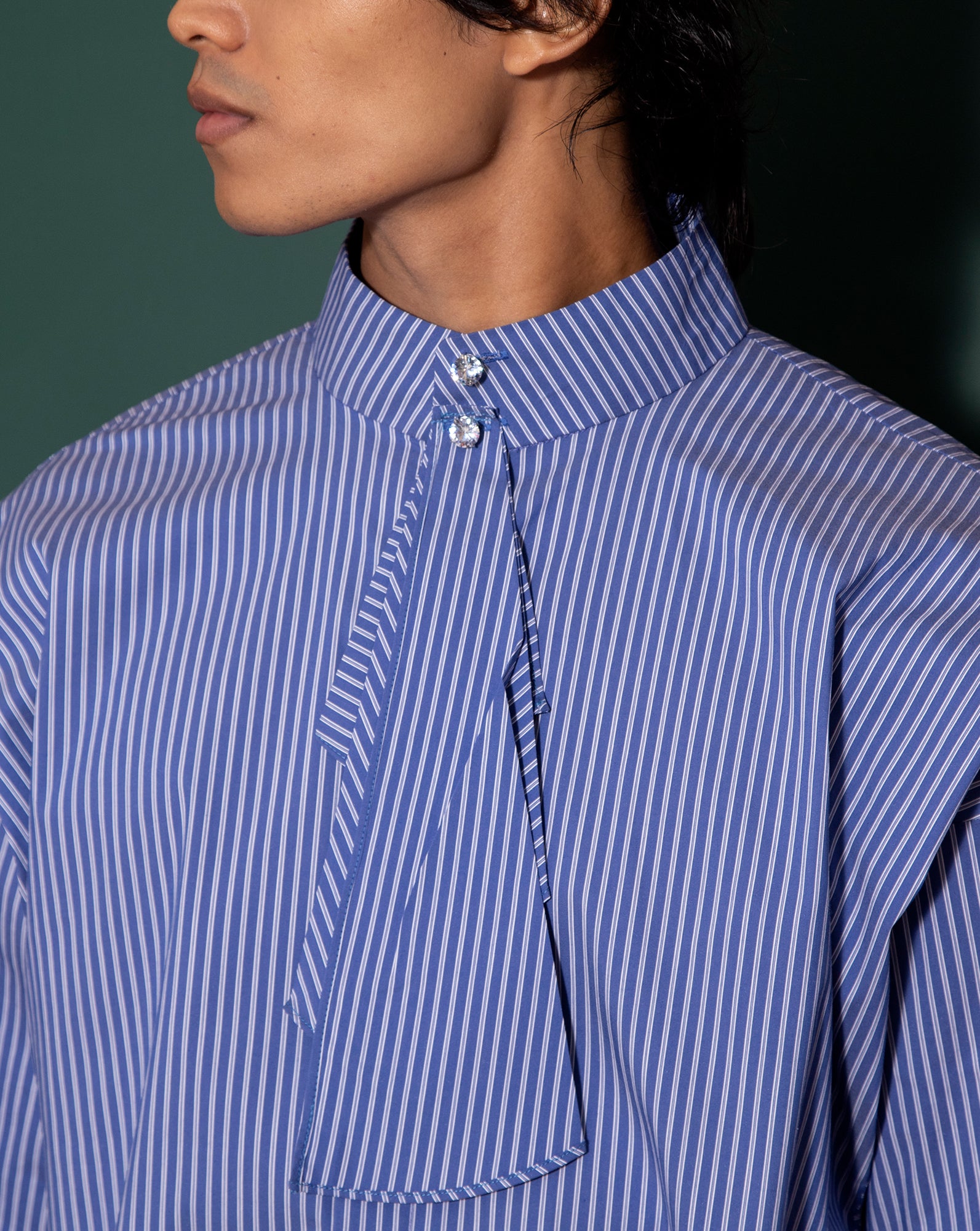 Kemeja Cekak Malaya (Blue Pinstripe)