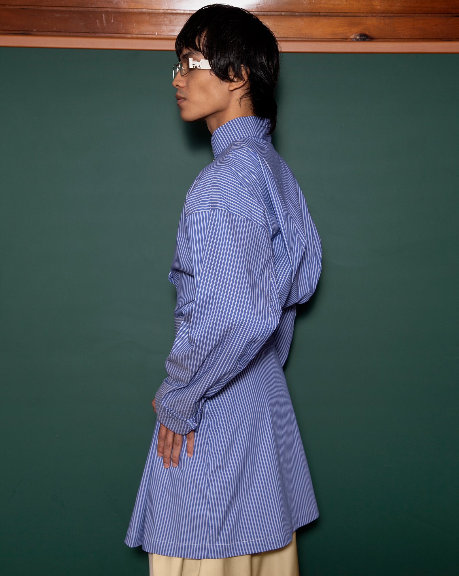 Kemeja Cekak Malaya (Blue Pinstripe)