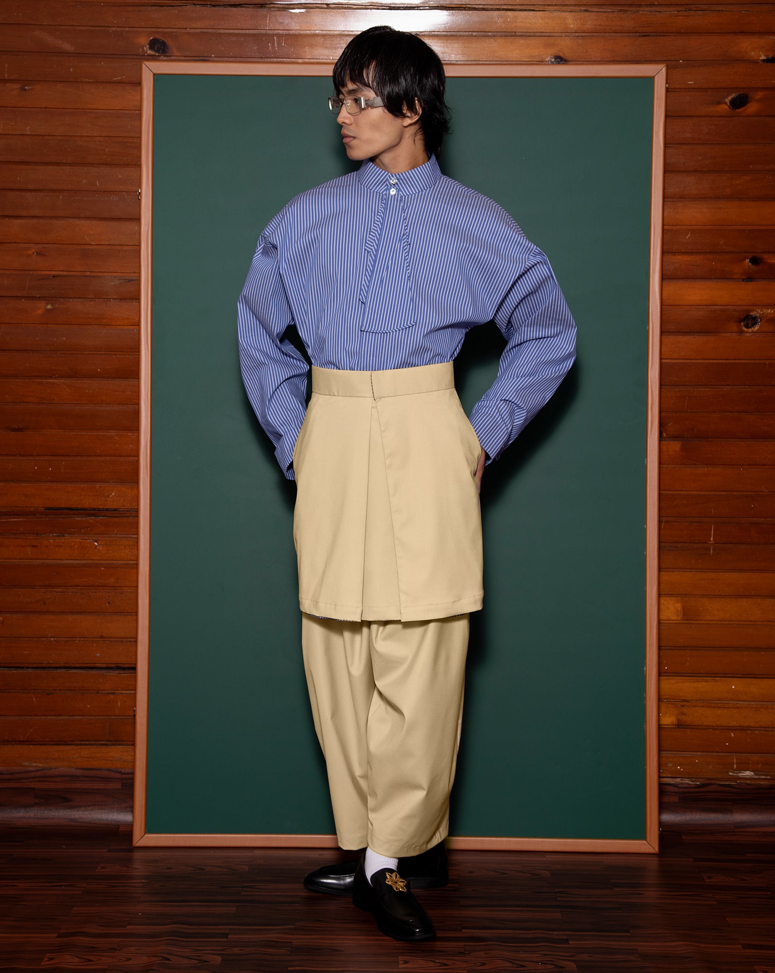 Kemeja Cekak Malaya (Blue Pinstripe)