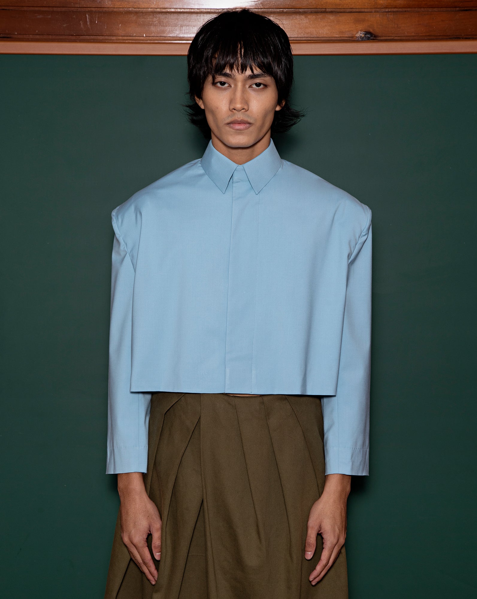 Kemeja Bahu Krop (Blue) // Tie Bag (Black Viscose)
