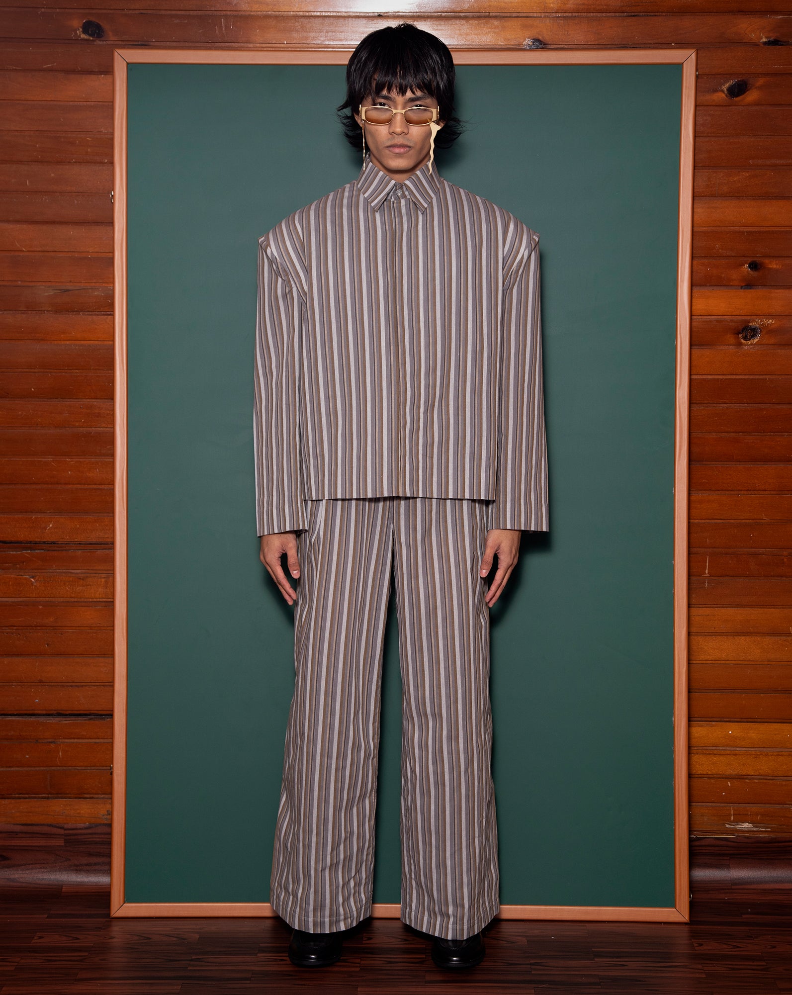 Kemeja Bahu (Grey Brown Stripes)