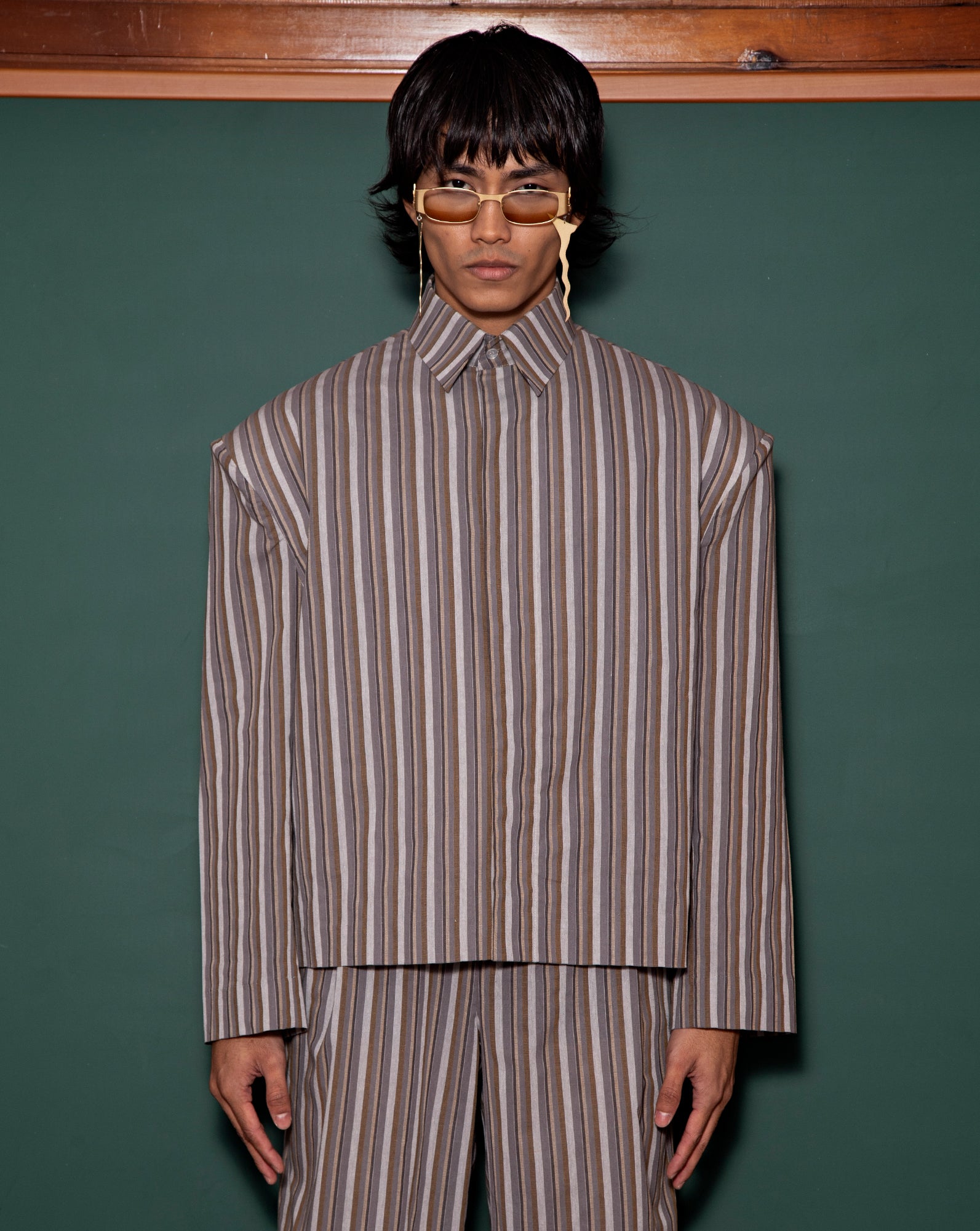 Kemeja Bahu (Grey Brown Stripes)