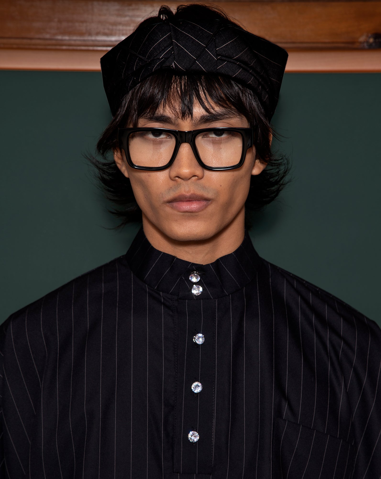 Baju Melayu Oversaiz Cekak Musang (Navy Pinstripes)