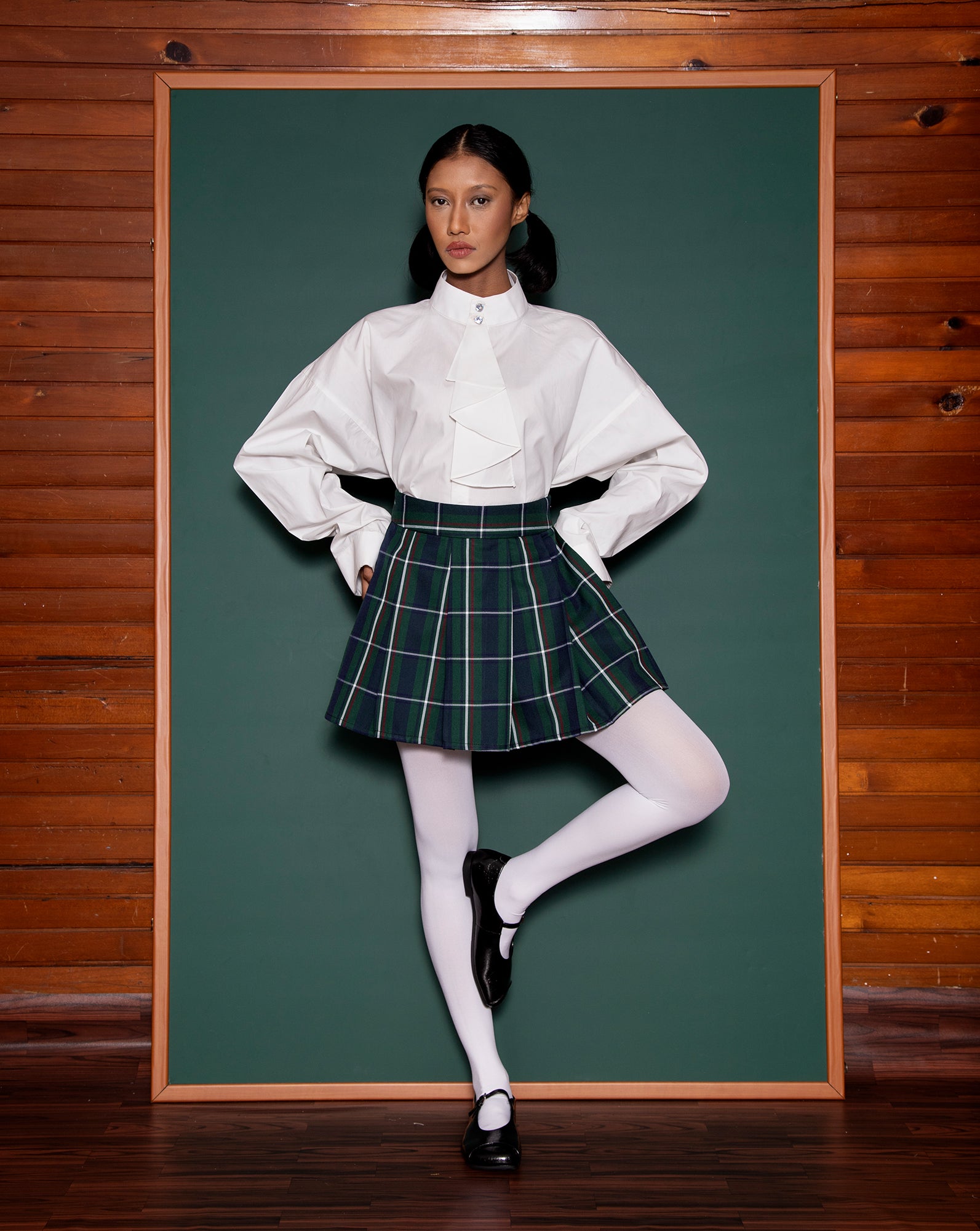 Mini Skirt Sekolah (Emerald Plaid)