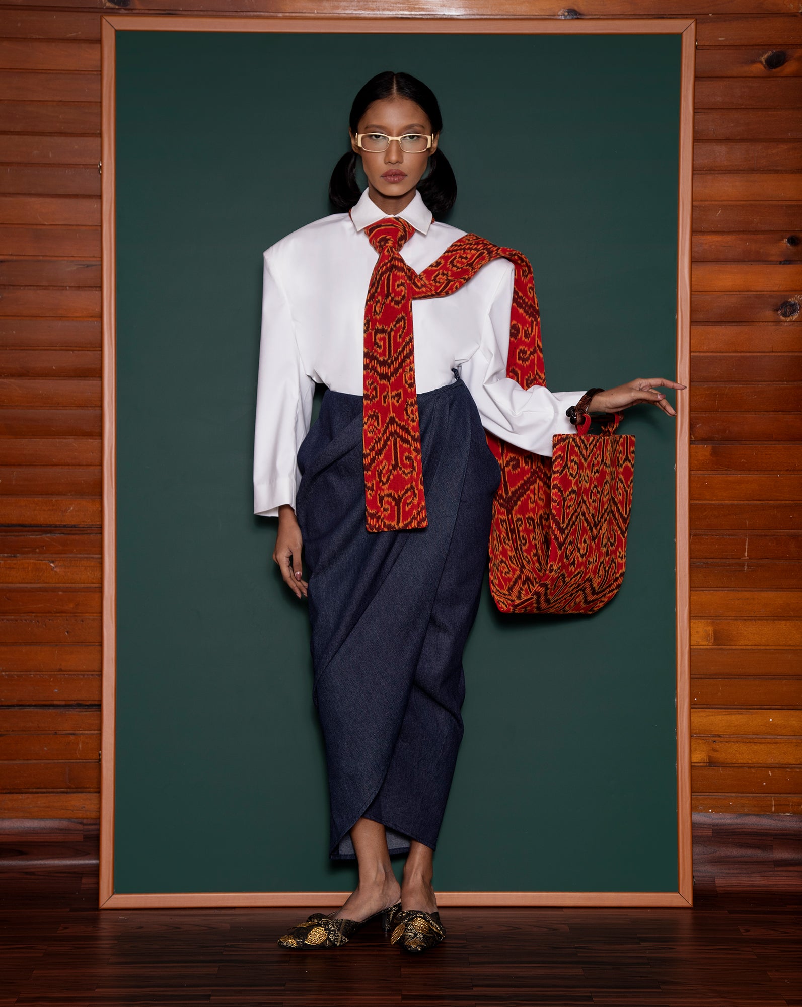 Denim Sarong // Tie Bag (Pua Kumbu)