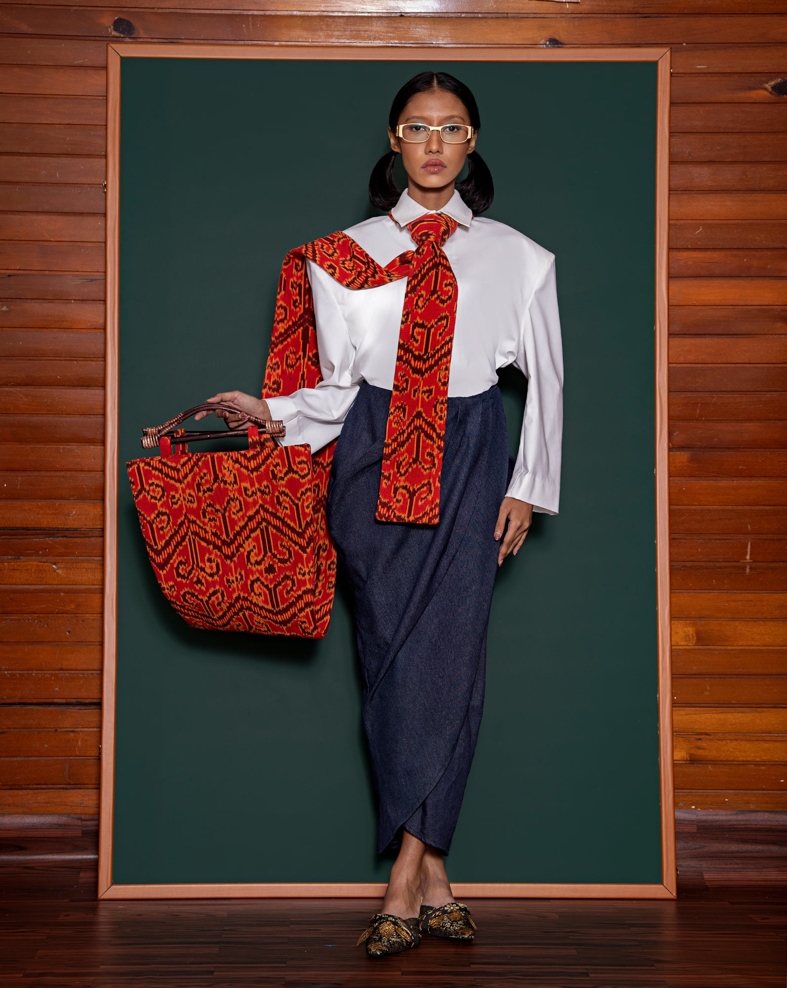 Denim Sarong // Tie Bag (Pua Kumbu)