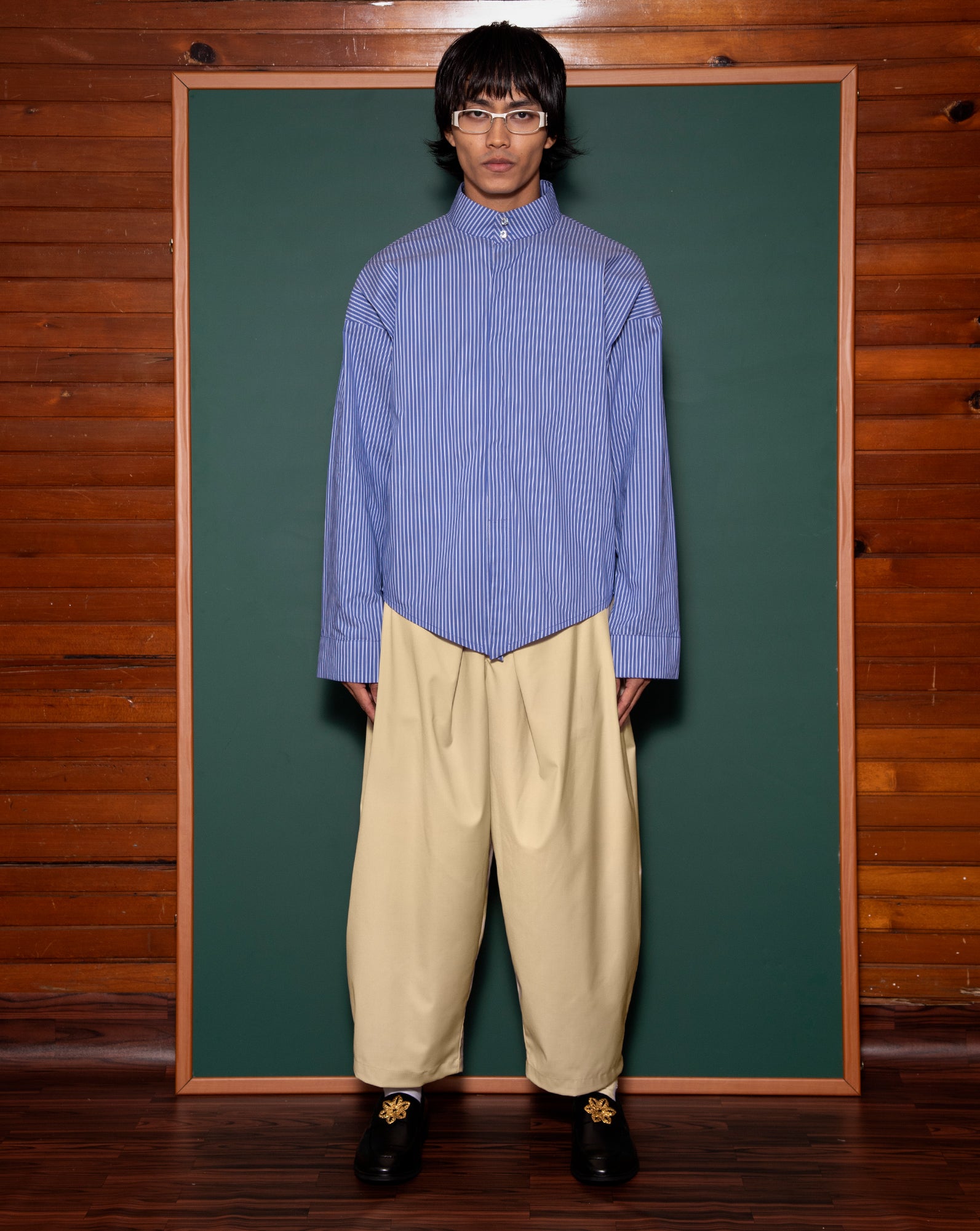 Kemeja Cekak Malaya (Blue Pinstripe)