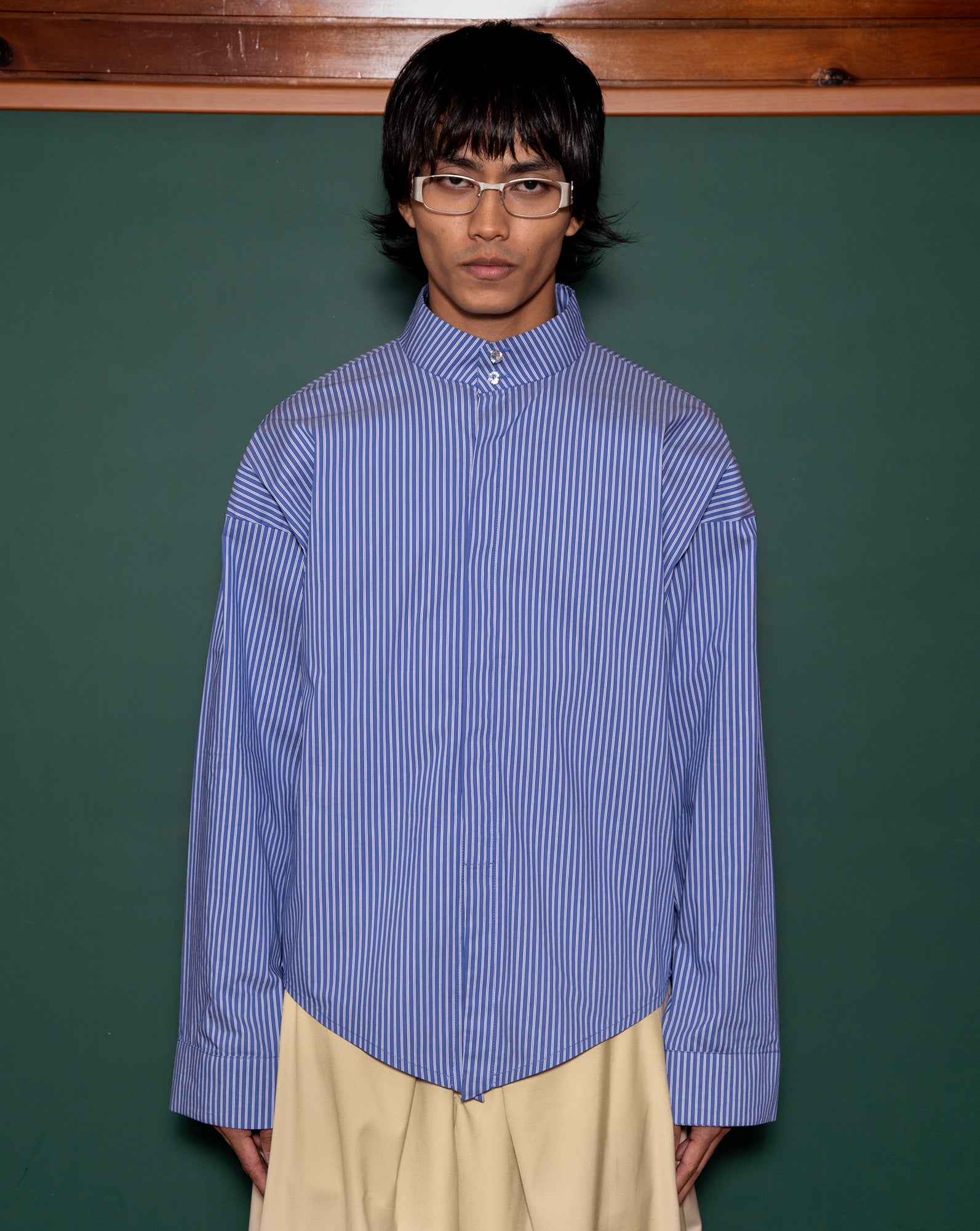Kemeja Cekak Malaya (Blue Pinstripe)