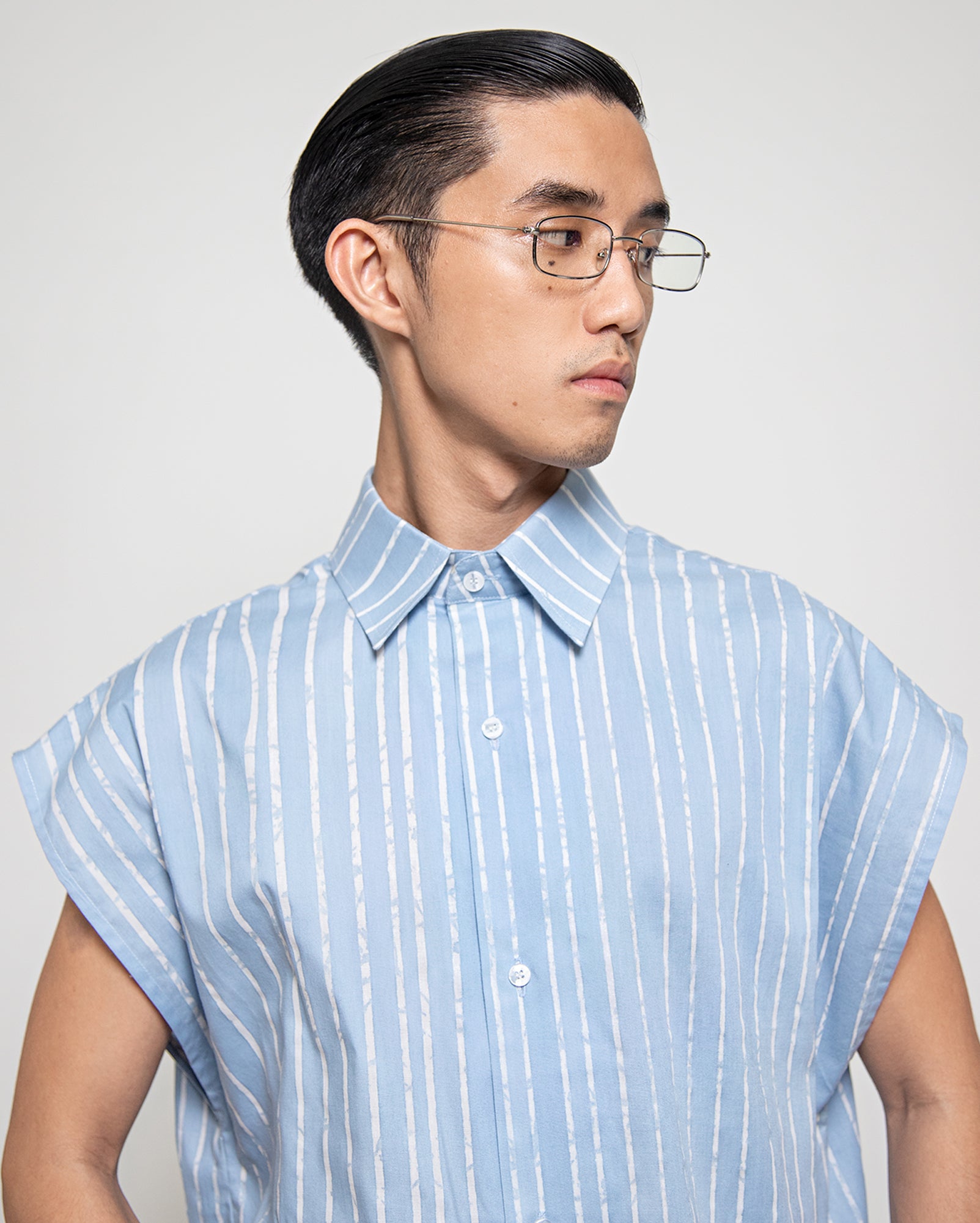 Ves Kemeja Jalur Batik (Sky)
