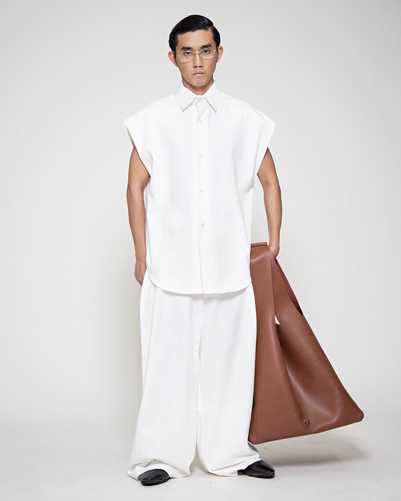 Ves Kemeja (White Cotton Twill) / Ramlee Pants (White)