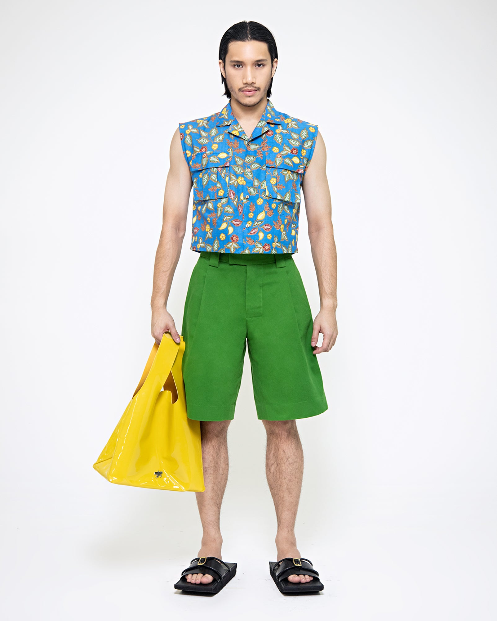 Baju Batik Krop Kargo (Blue) / Bermuda Shorts (Green)