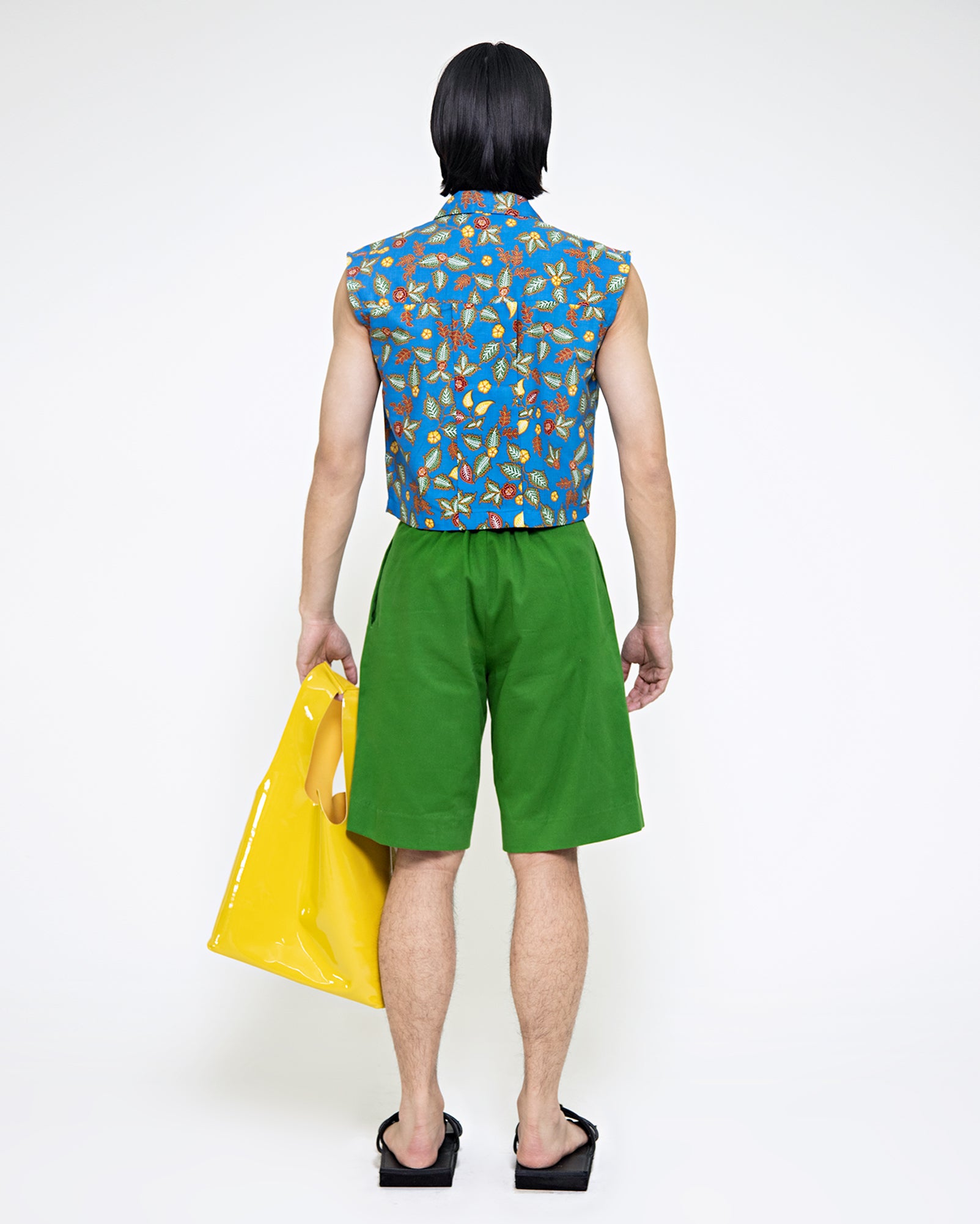 Baju Batik Krop Kargo (Blue) / Bermuda Shorts (Green)