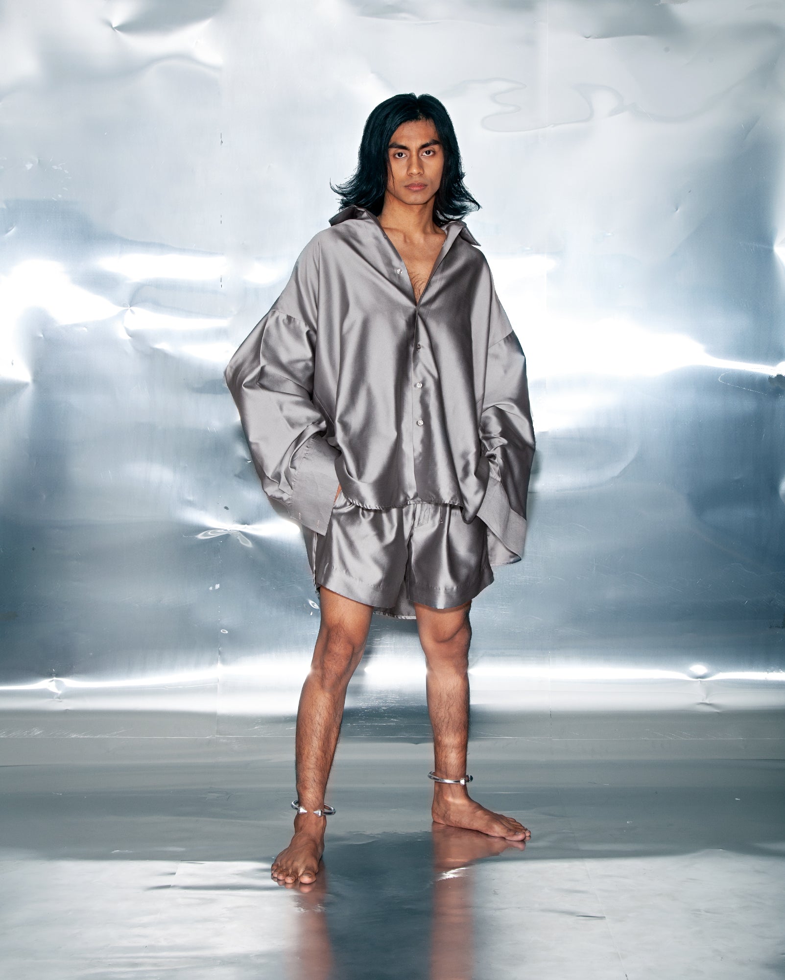 Kemeja Abang (Silver Grey)