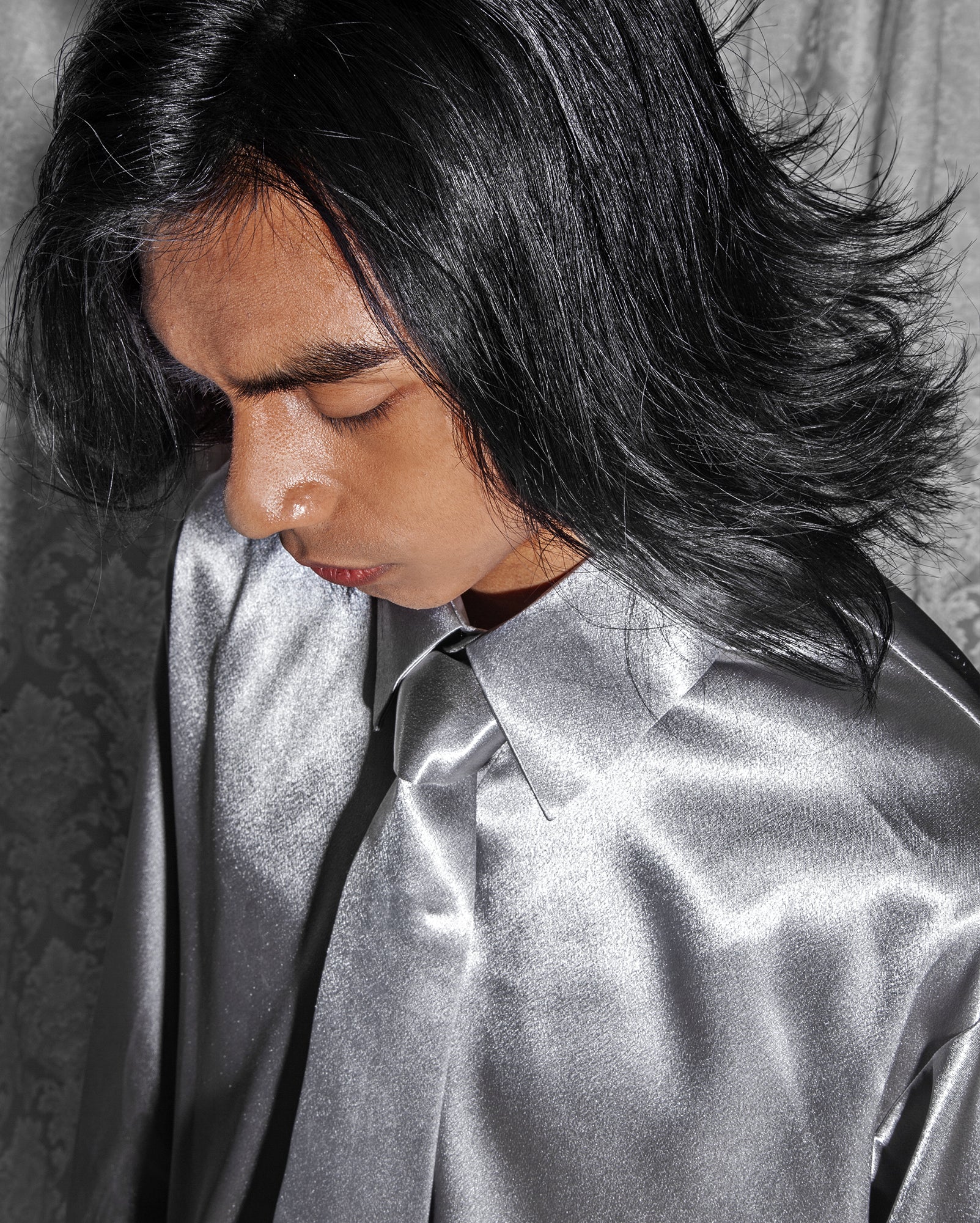 Kemeja Kurung (Silver Satin)