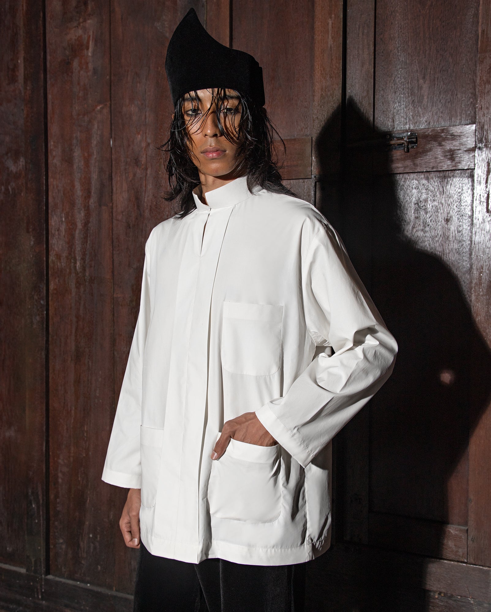 Baju Nehru Teluk Kelepek (White)