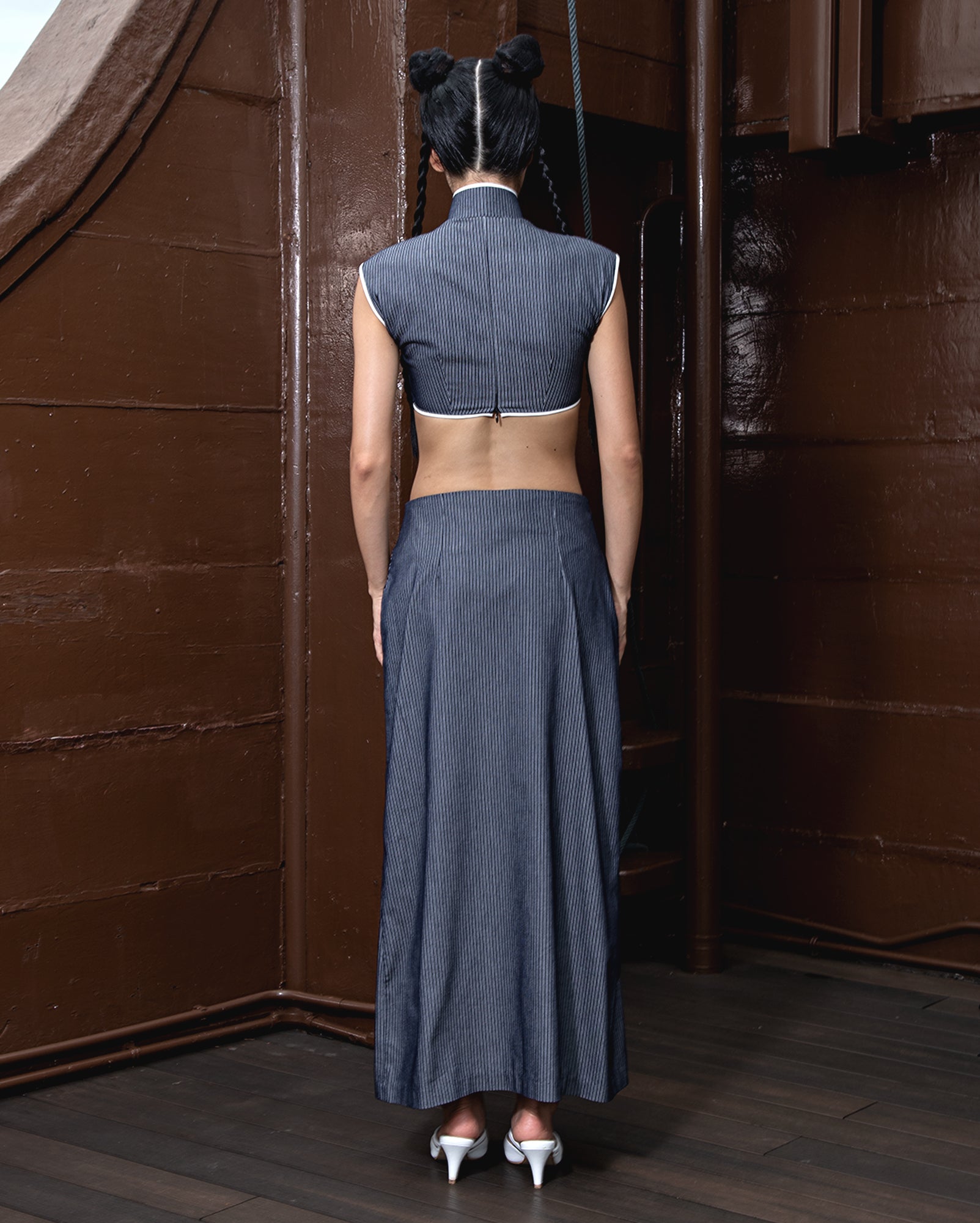 Samkwan Wokou (Navy Denim Pinstripes)