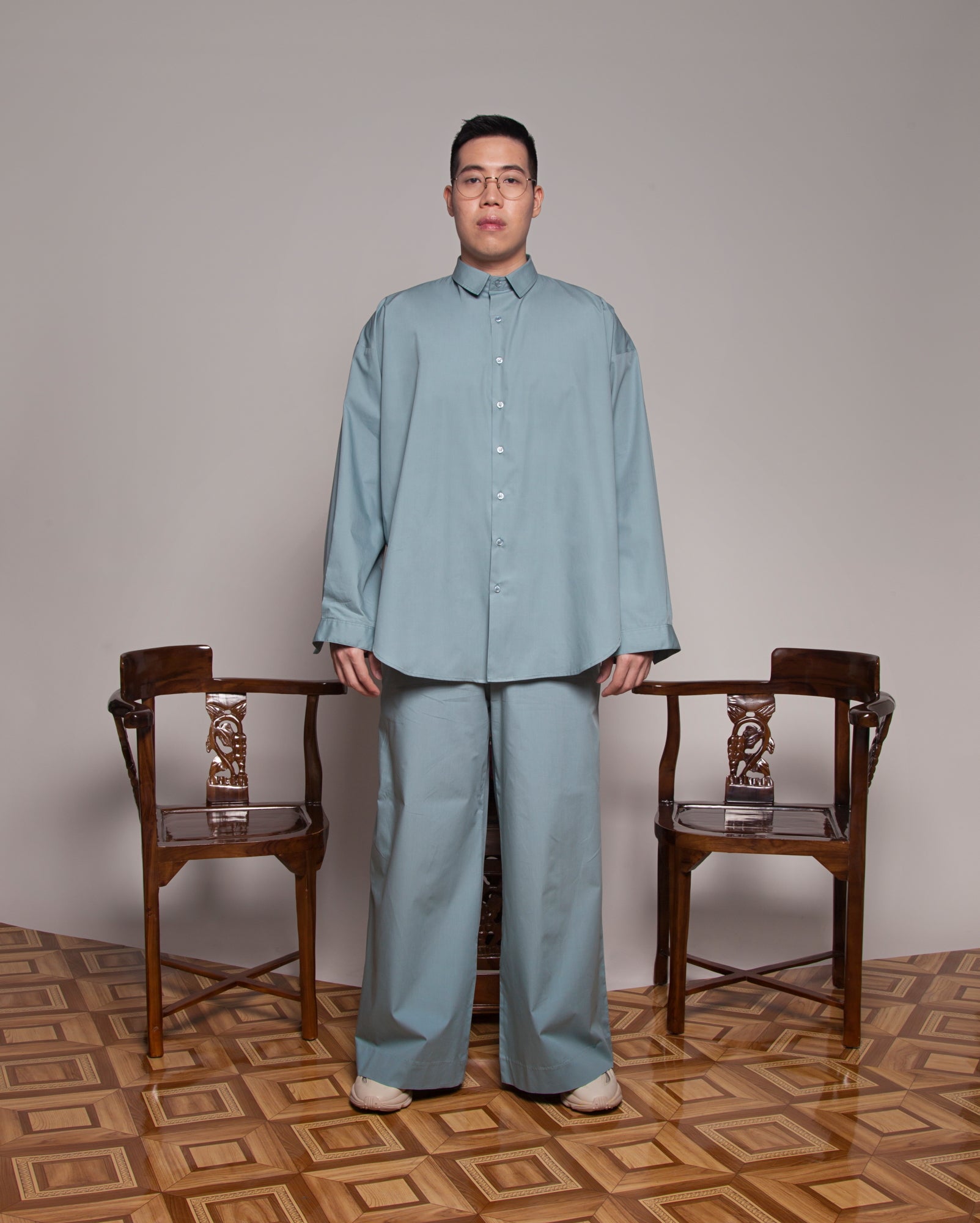 Kemeja Melayu Oversaiz (Dusty Blue)