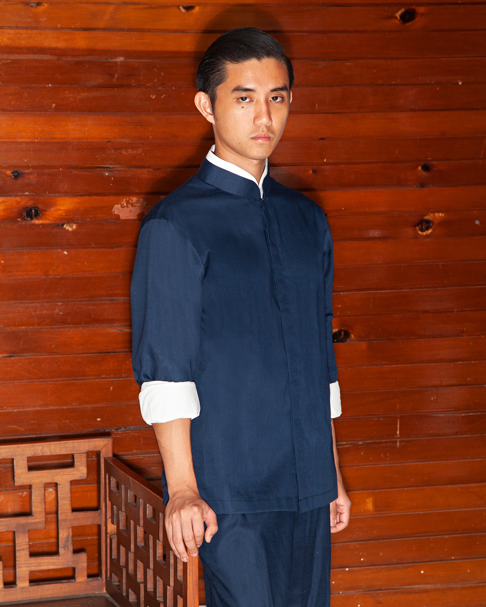 Kemeja Li Bai Lurus (Navy)
