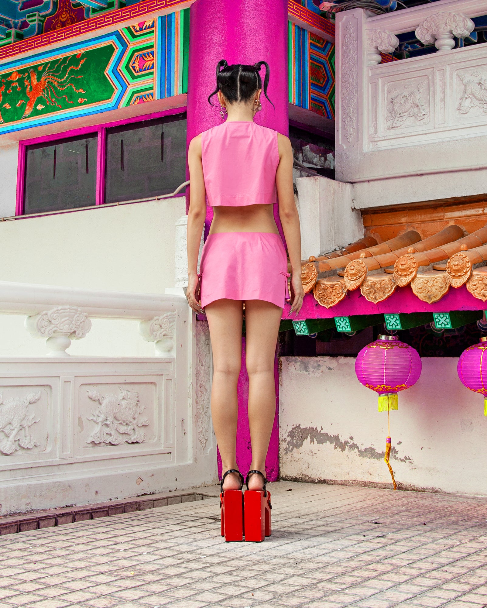 Baju Tang Tiga Butang (Pink)
