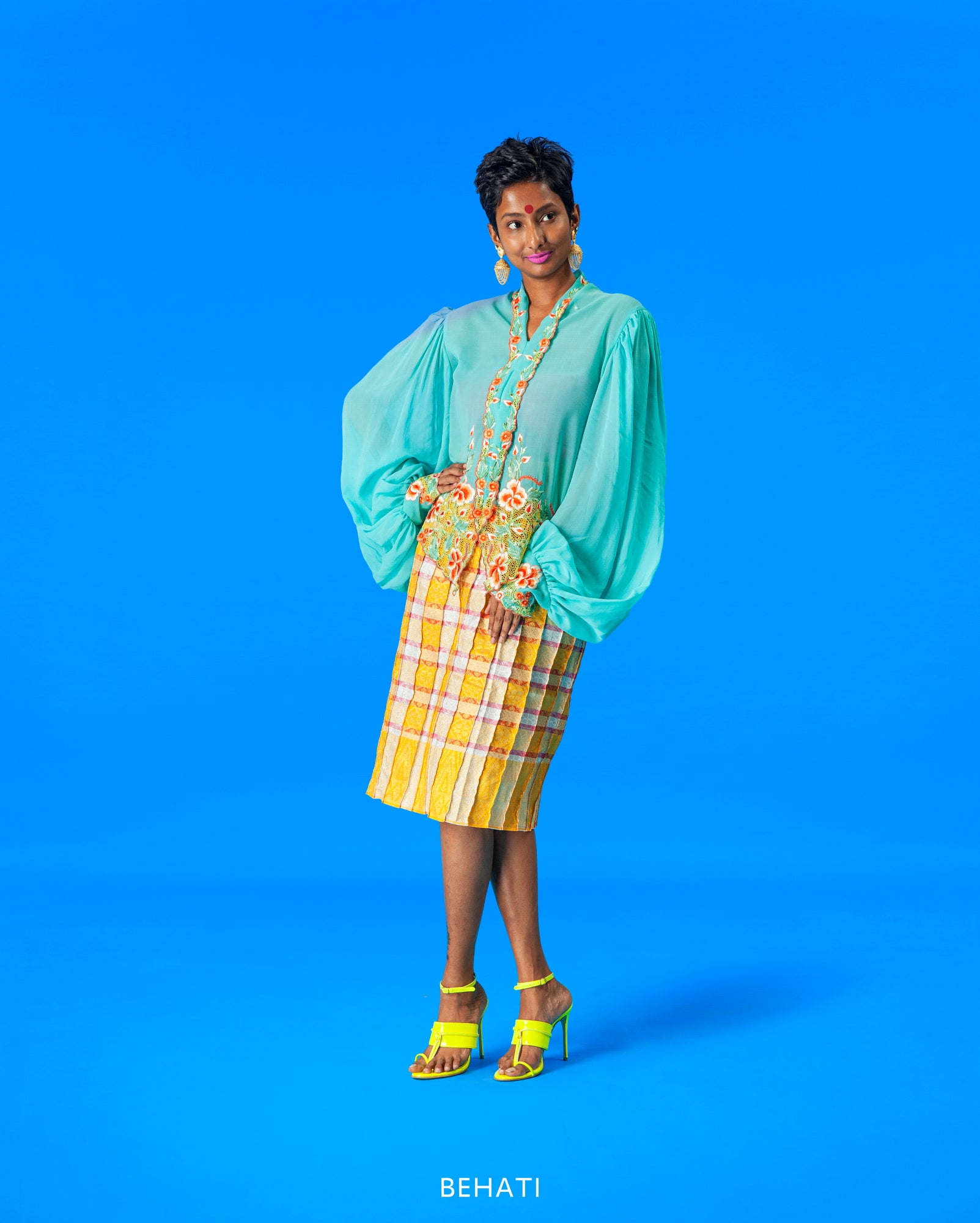 Upcycled Pintuck Songket Skirt