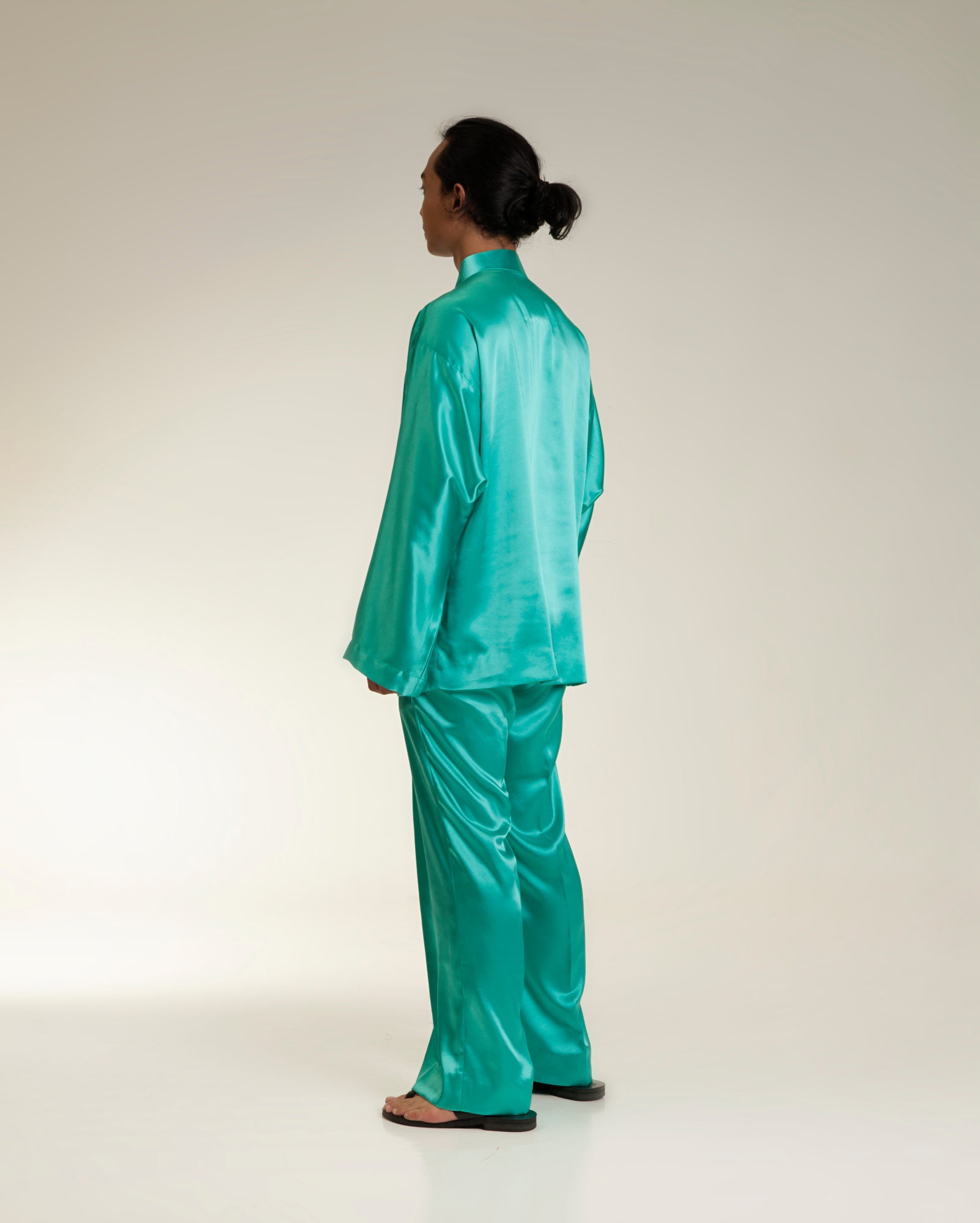 R21 Cekak Musang Satin Set (Green)