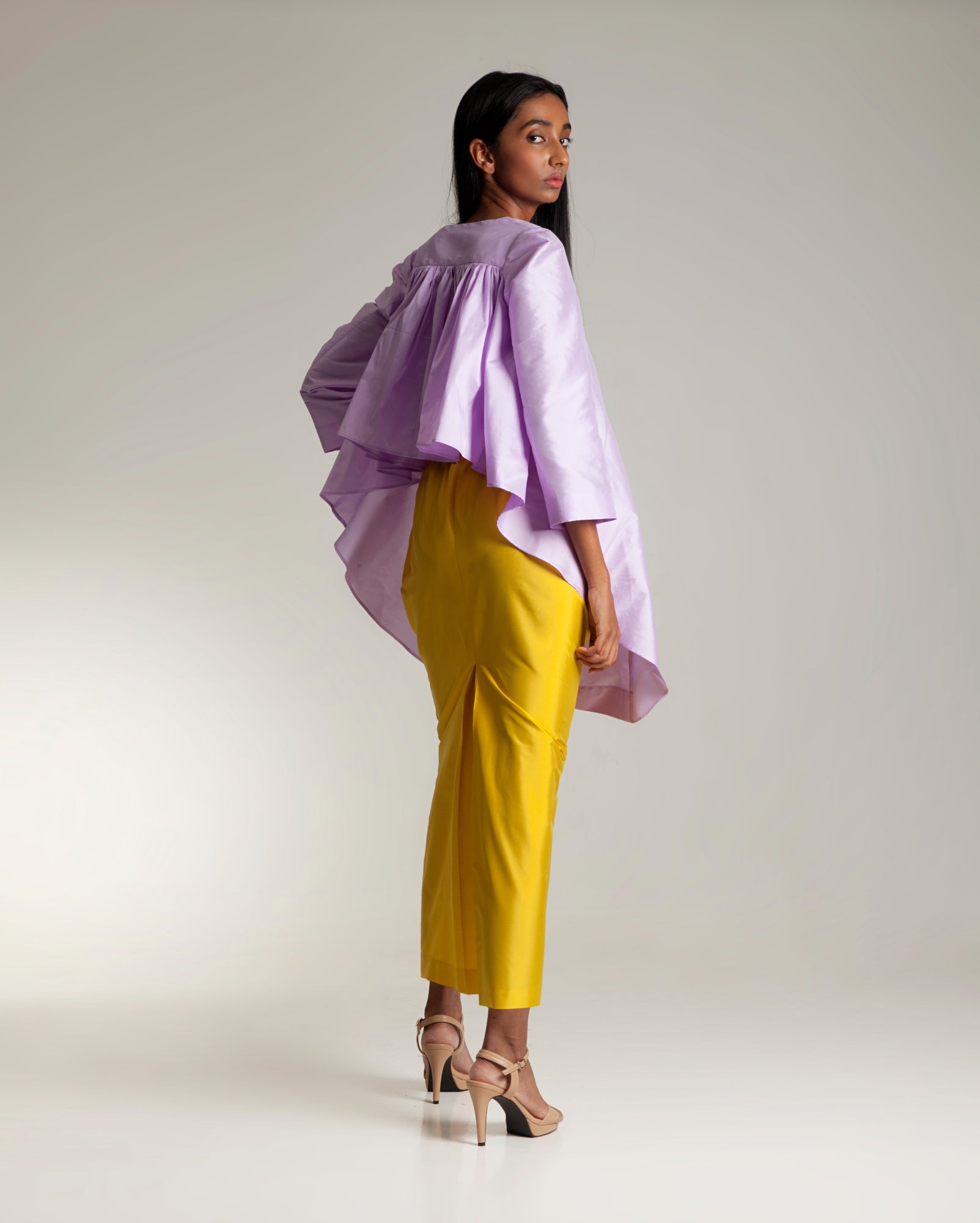 Lata Kurung Set (Lilac Yellow Taffeta)