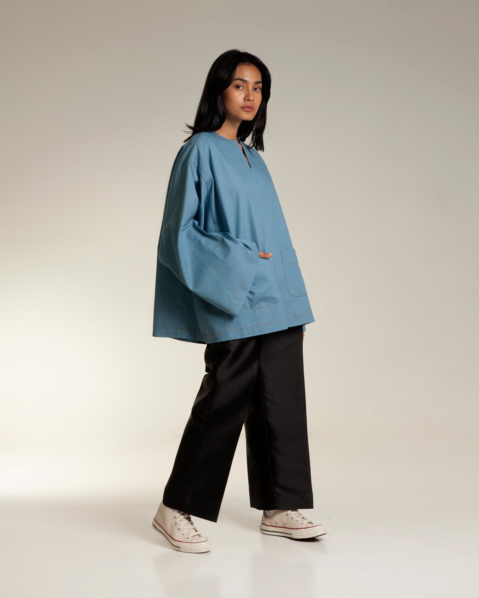 Denim Baju Oversaiz (Sky)