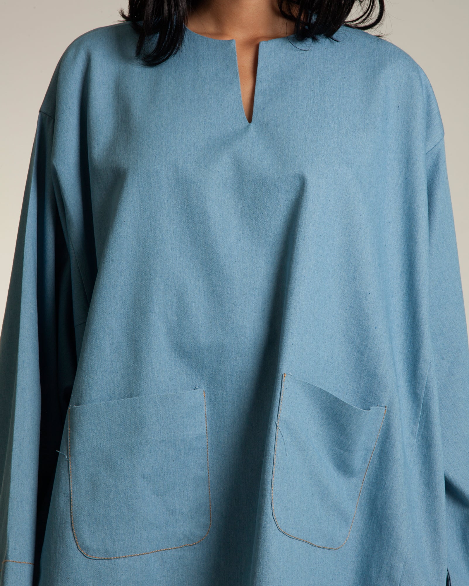Denim Baju Oversaiz (Sky)