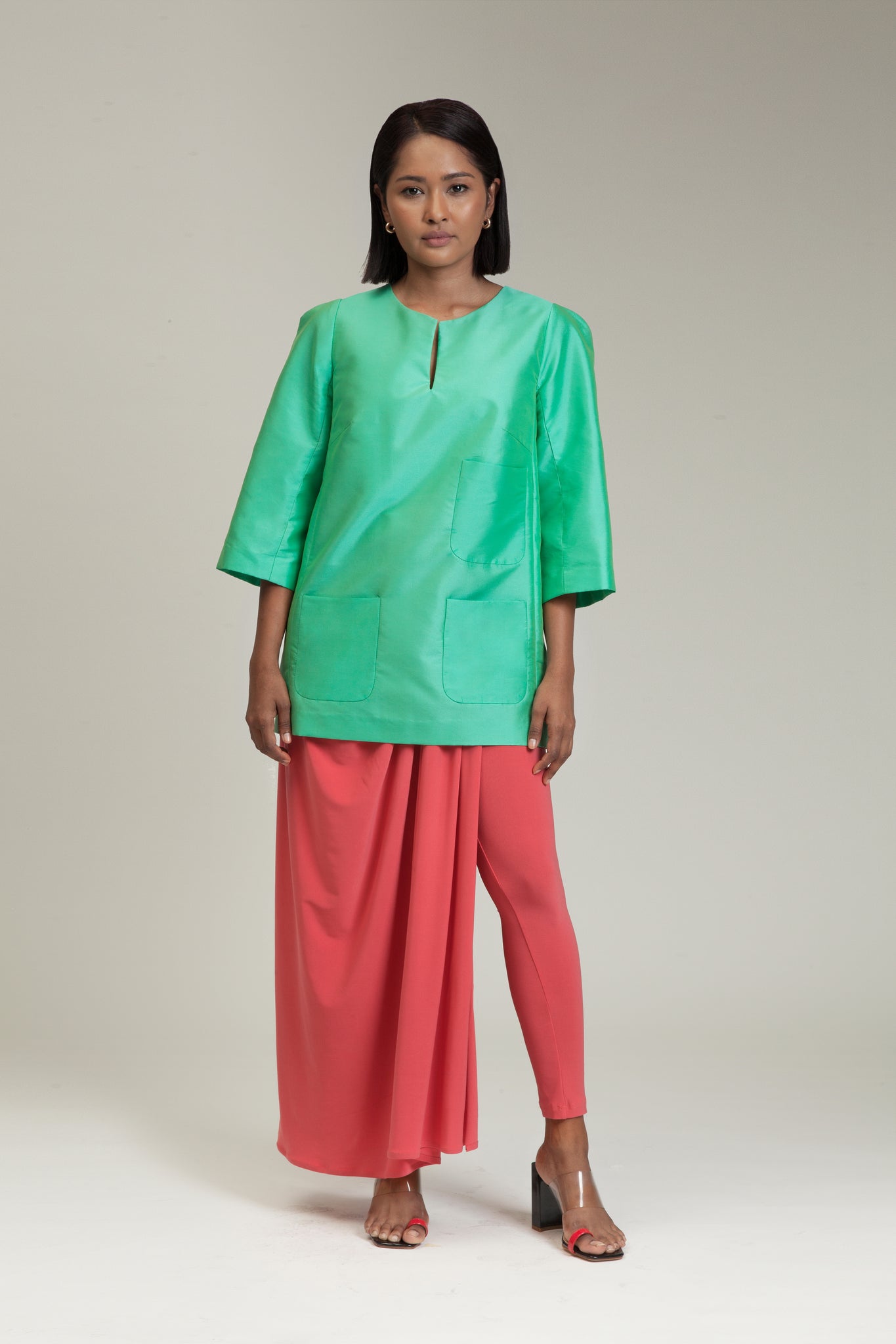Coral Lycra Sarong Pants