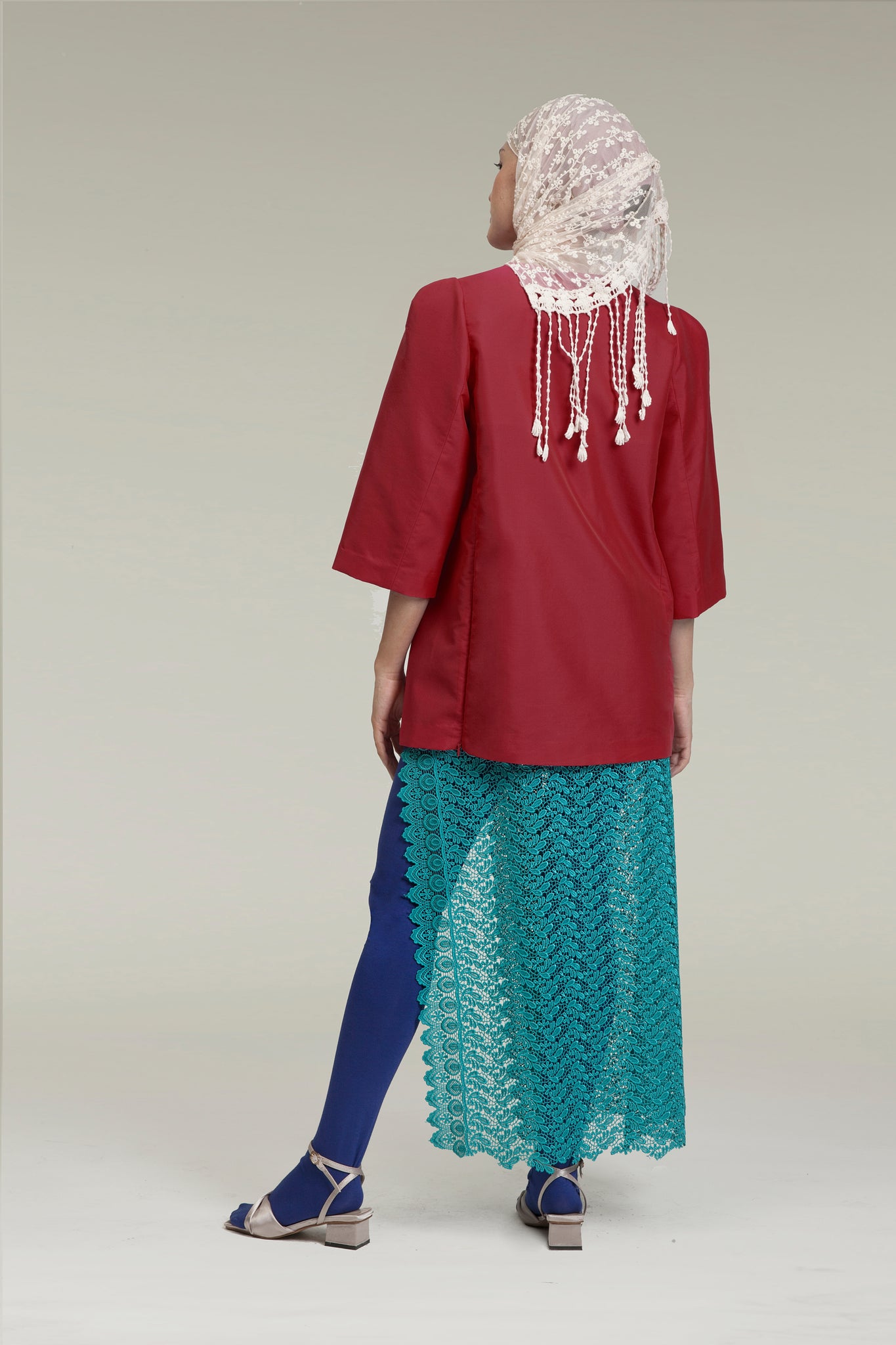 Teal Lace Sarong Stocking