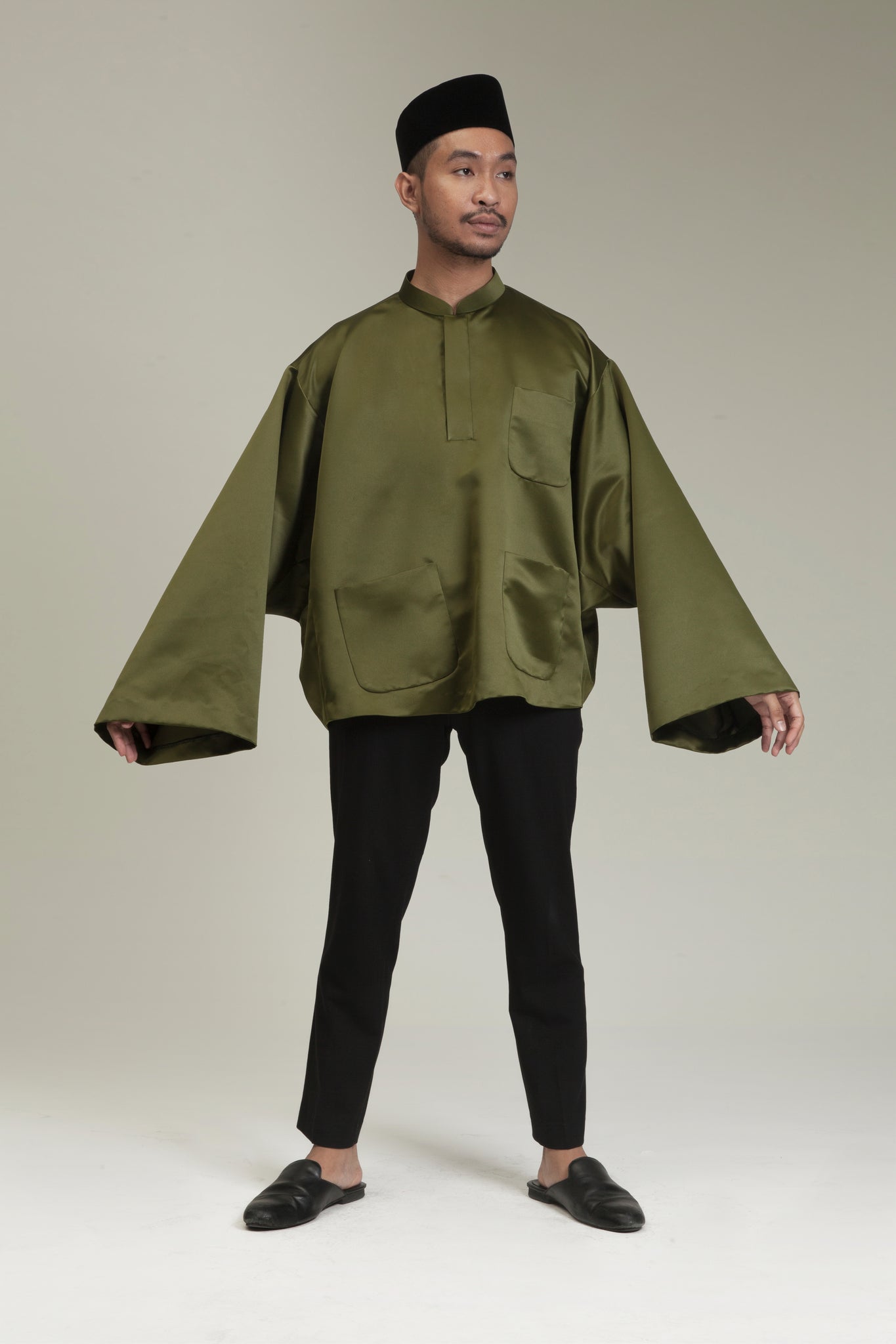 Baju Oversaiz Cekak Musang (Army)