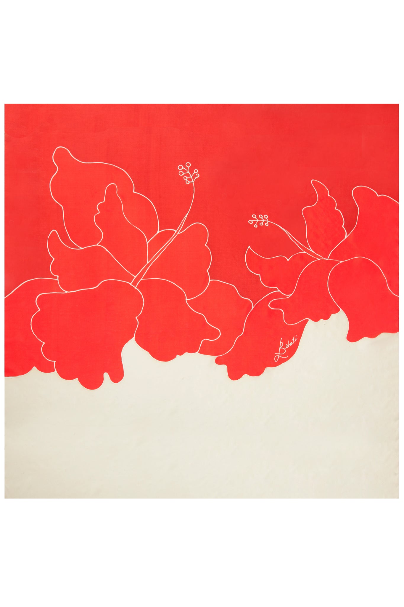 Red Bunga Raya Scarf
