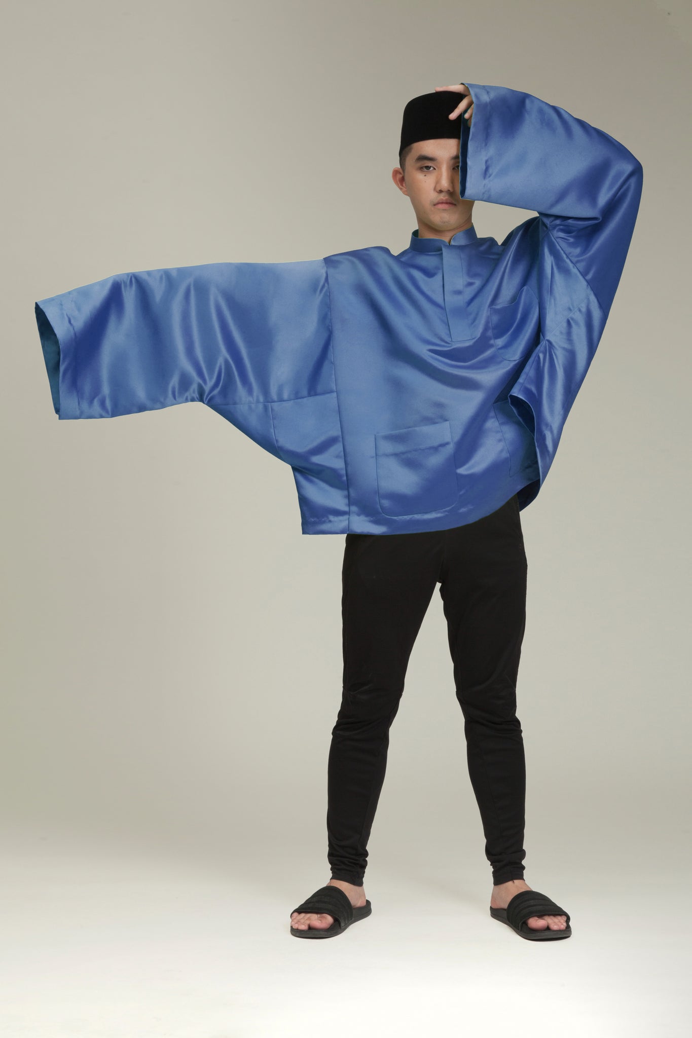 Baju Oversaiz Cekak Musang (Steel Blue)