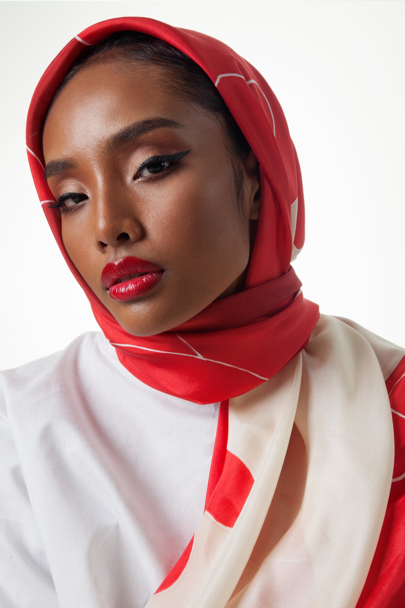 Red Bunga Raya Scarf